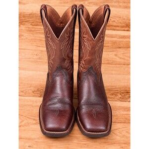 Ariat Sport Western Fiddle Brown Leather Square Toe Cowboy Boots Men’s 8.5 D EUC